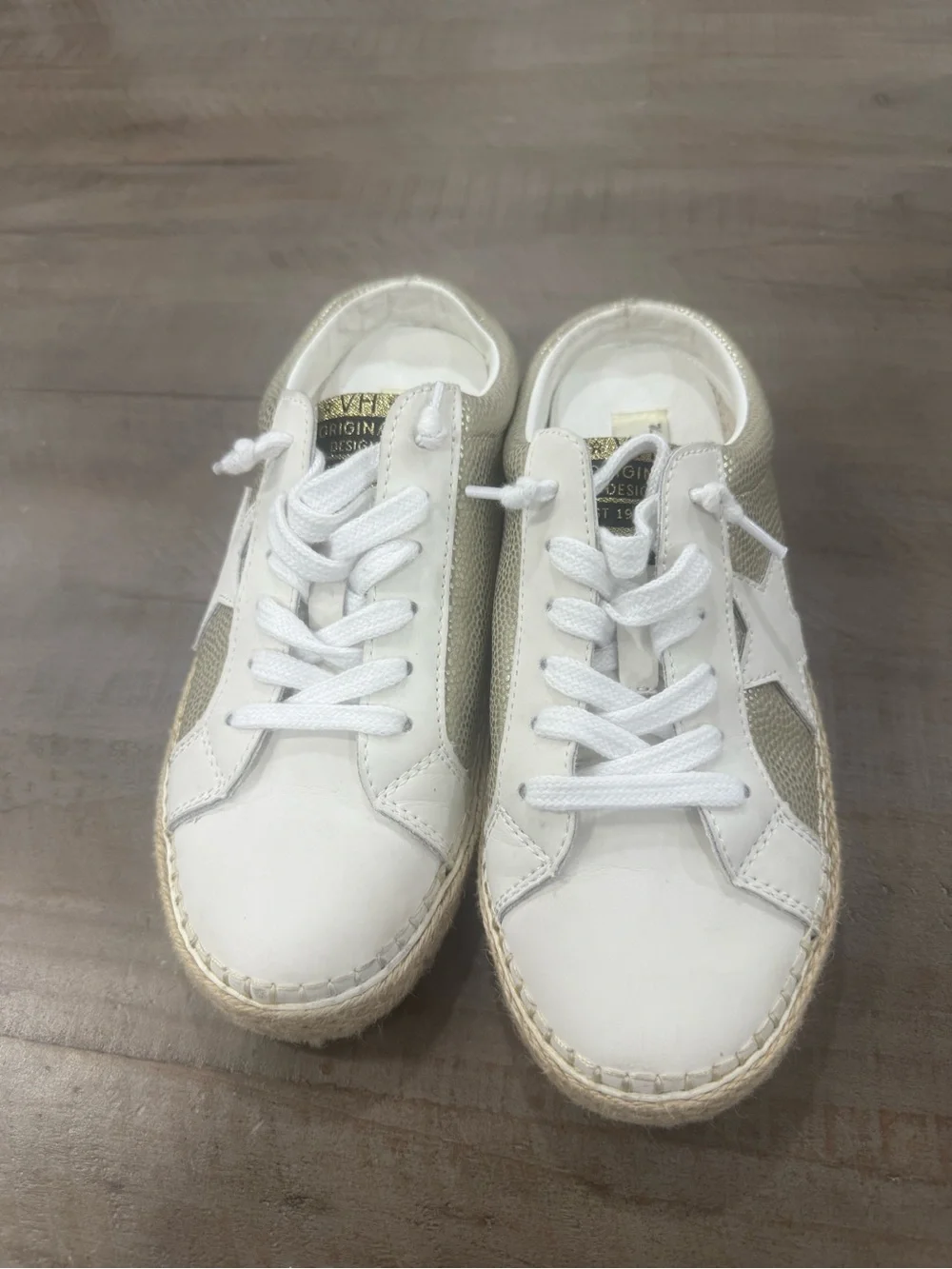 Vintage Havana White and Gold Star Espadrille Sneakers